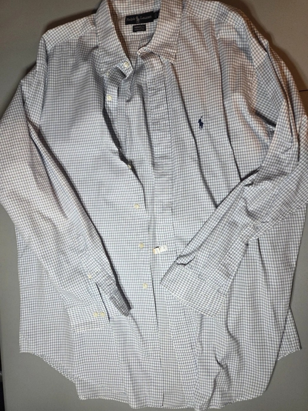 Ralph Lauren White Shirt with Light Blue Check